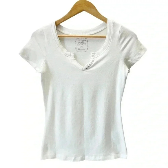 Ricki’s Fitted T- Shirt White Short Sleeve Stretch Cotton V Neck Tee XS - Picture 14 of 14
